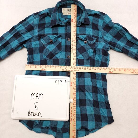 Urban Pipeline Gingham Flannel Button Up Shirt Mens Size Small S Green Black - Picture 6 of 10